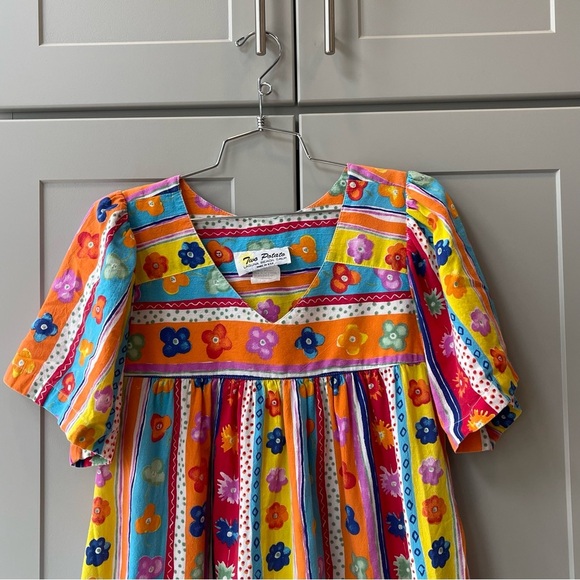 Vintage Two Potato Laguna Beach Colorful Multicolor Striped Mexican Floral Dress - Picture 2 of 6